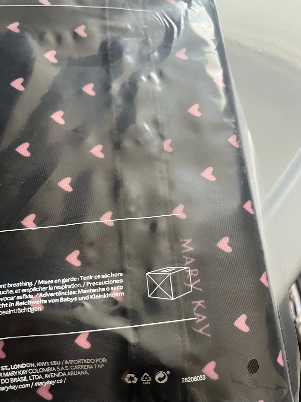 Mary Kay Black and Pink Heart Travel Roll Up Bag